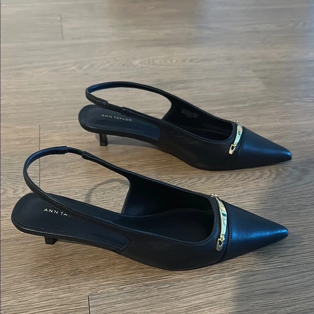Zara Black Heels Slingback Shoes - Picture 1 of 5